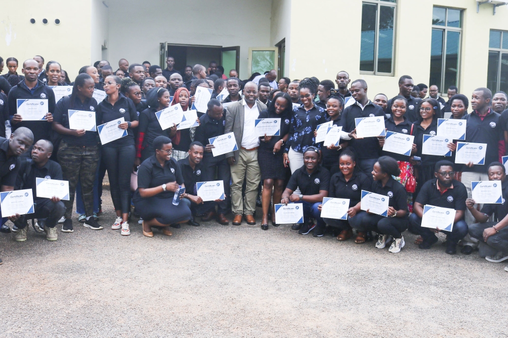 Some students who completed the training   sessions on emerging technologies on Friday, March 8. Photos by Chelsea Nkubito