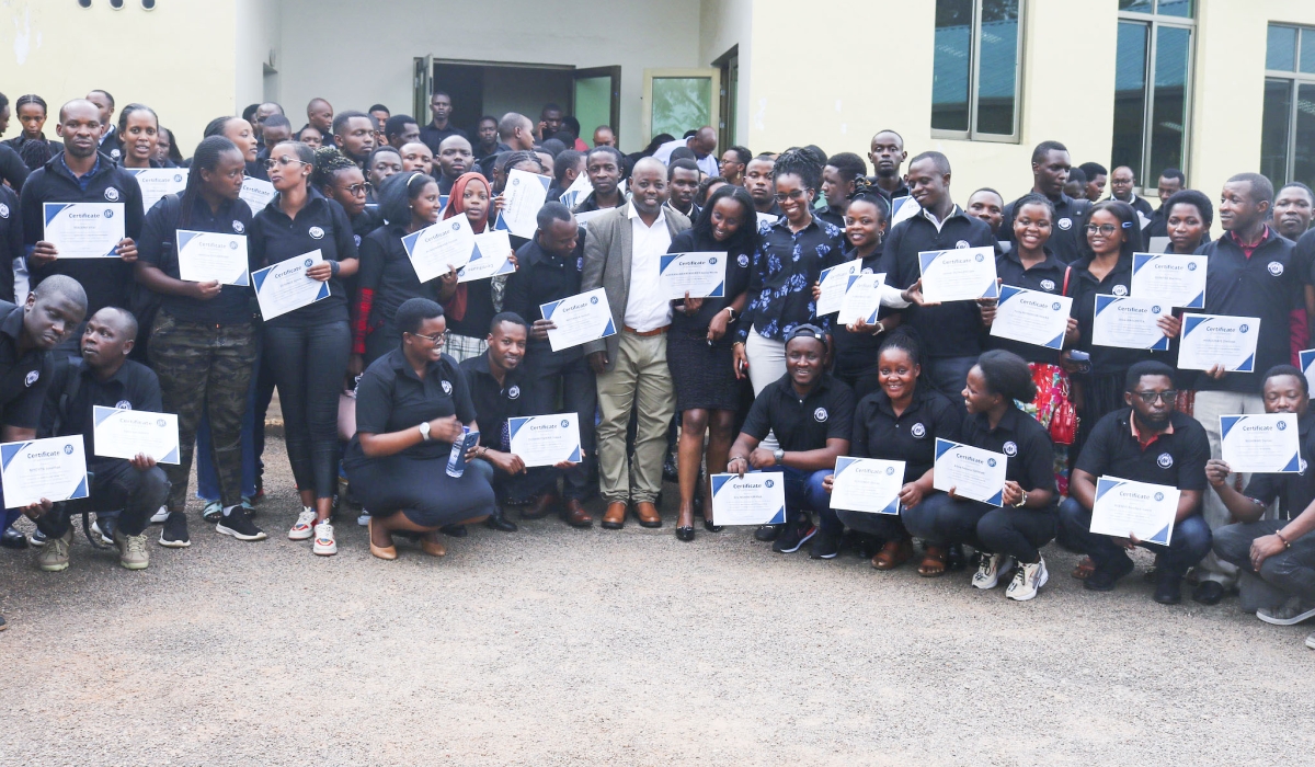 Some students who completed the training   sessions on emerging technologies on Friday, March 8. Photos by Chelsea Nkubito