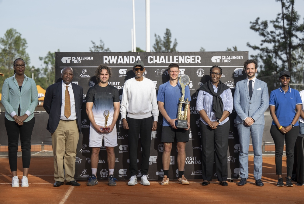 President Paul Kagame and First Lady, watched the final game of the first week of Rwanda Challenger 50 tennis tournament, an event on the global ATP Tour, that concluded in Kigali after two weeks of competition on March 10. Photo by Village Urugwiro