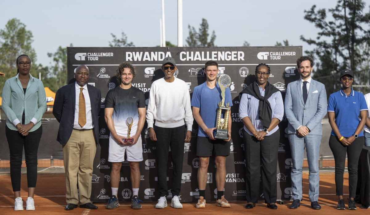 President Paul Kagame and First Lady, watched the final game of the first week of Rwanda Challenger 50 tennis tournament, an event on the global ATP Tour, that concluded in Kigali after two weeks of competition on March 10. Photo by Village Urugwiro