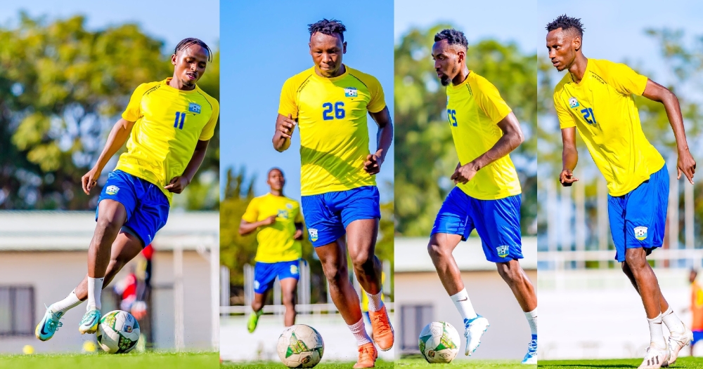 Rayon Sports players in Amavubi training session.Kevin Muhire, Aimable Nsabimana, Hakim Bugingo  and midfielder Roger Kanamugire. Courtesy