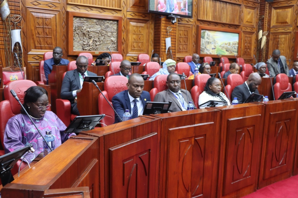 EALA members during a plenary sitting that debated and adopted a report of the Assembly’s Committee on Agriculture, Tourism and Natural Resources on assessment of policies and laws on GMOs in EAC, on March 14, 2024, in Nairobi, Kenya. Photo: Courtesy