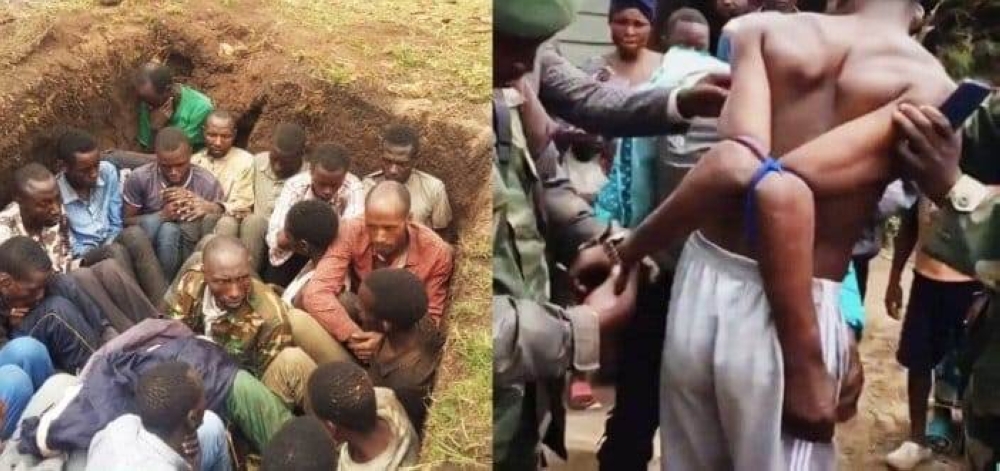 Some of DR Congo citizens who are Kinyarwanda Speakers, captured here undergo  a severe torture in Eastern DR Congo. Courtesy