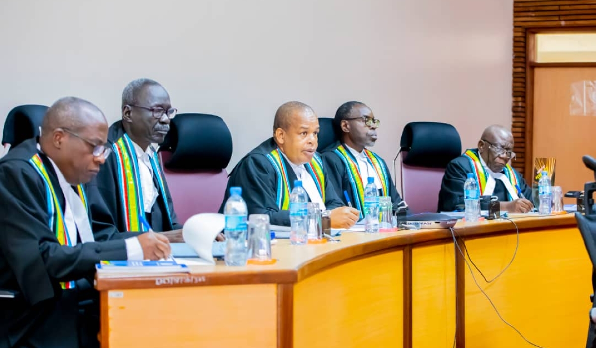 A bench of EACJ judges during a session that resolved to dismiss Rurangwa&#039;s lawsuit. Courtesy