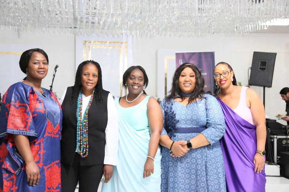 Ambassador of Zimbabwe to Sweden, Priscilla Misihairabwi-Mushonga (second left), Ambassador of Rwanda to Sweden, Dr Diane Gashumba (centre), Ambassador of Botswana to Sweden, Juliana Angela Dube-Gobotswang (second right), and Francine Mukashema, President of the Rwanda Women’s Association in Sweden (RWAS) (far right), pose for a photo during the event. Photos: Courtesy