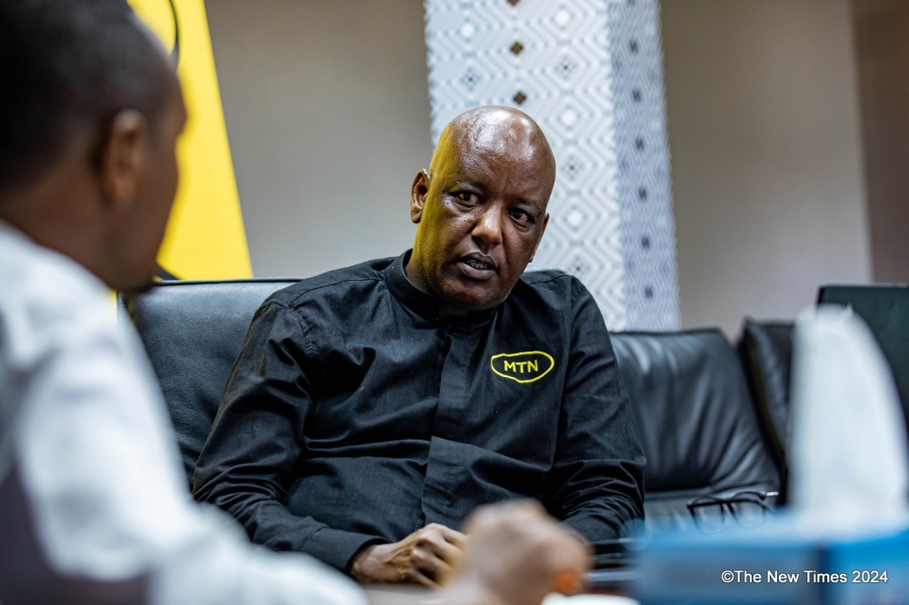 MTN Rwanda’s chief financial officer Mark Nkurunziza, during an interview with The New Times on Monday, March 18. Photos by Dan Gatsinzi