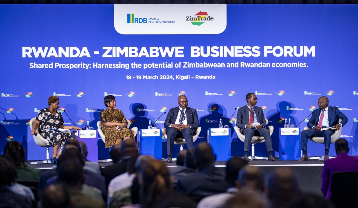 Panelists during a discussion at the third edition of the Rwanda-Zimbabwe Business Forum which started in Kigali on Monday, March 18. All photos by Emmanuel Dushimimana