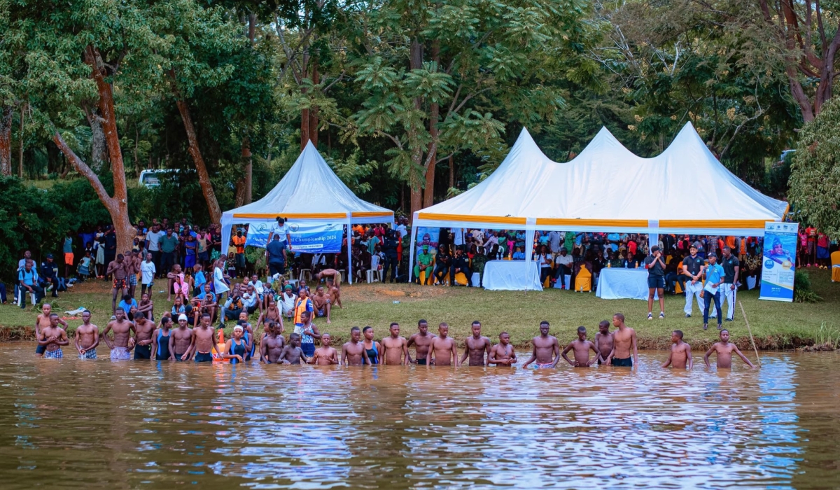 Lake Muhazi in Rwamagana district hosted the Open Water swimming championships on Saturday. courtesy