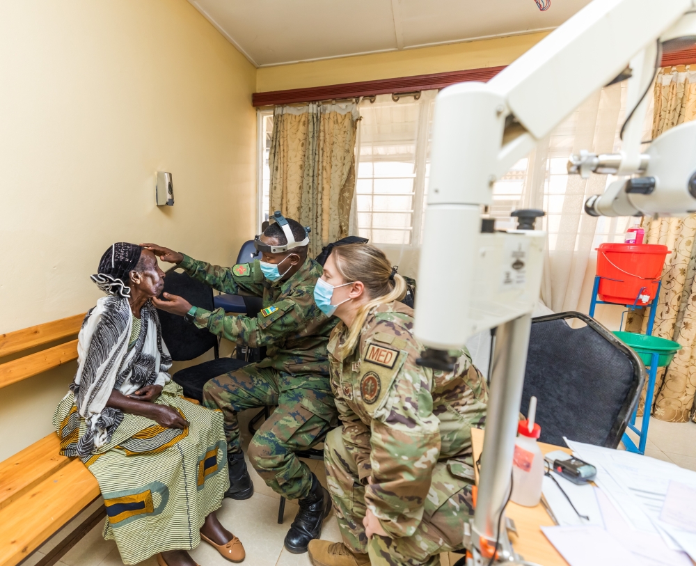 Rwanda Defence Force (RDF), in collaboration with the United States Africa Command (USAFRICOM) and the Nebraska National Guard (NENG), during a joint medical outreach services in Rwamagana. Courtesy