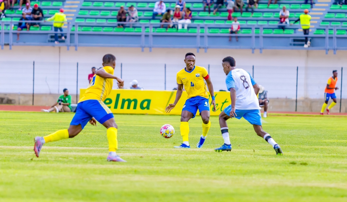Amavubi captain with the ball during a 0-0 draw against  Botswana in a friendly game  at the Barea Stadium in Antananarivo, Madagascar on Friday, March 22.
