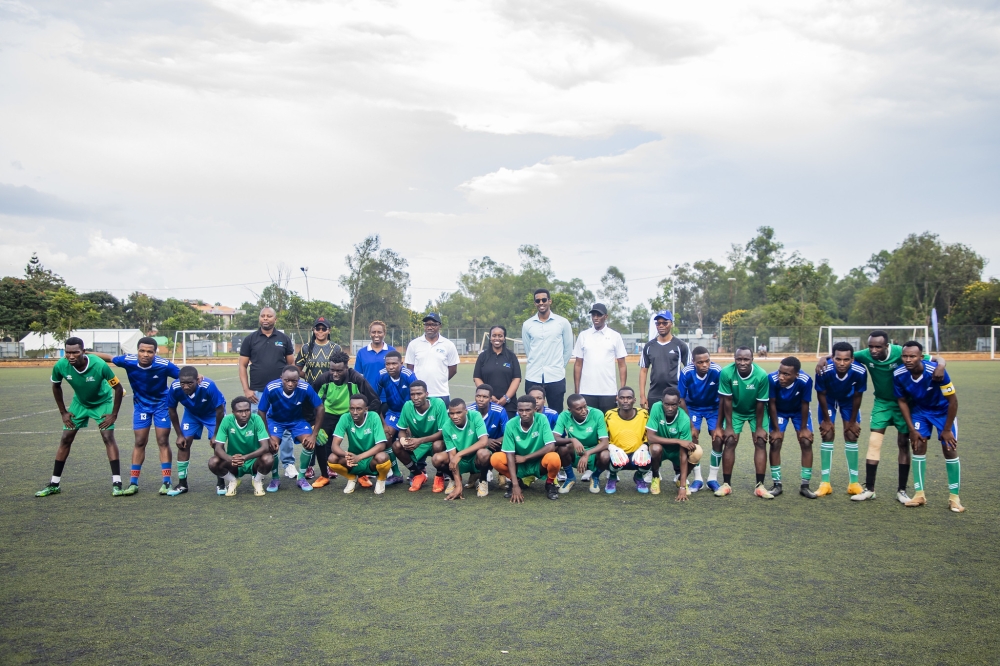 Officials joined players for a group photo during the launch of RP&#039;s the first annual inter-college sports competitions.