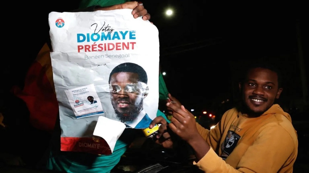 Supporters of Bassirou Diomaye Faye celebrate in Dakar. Net photo