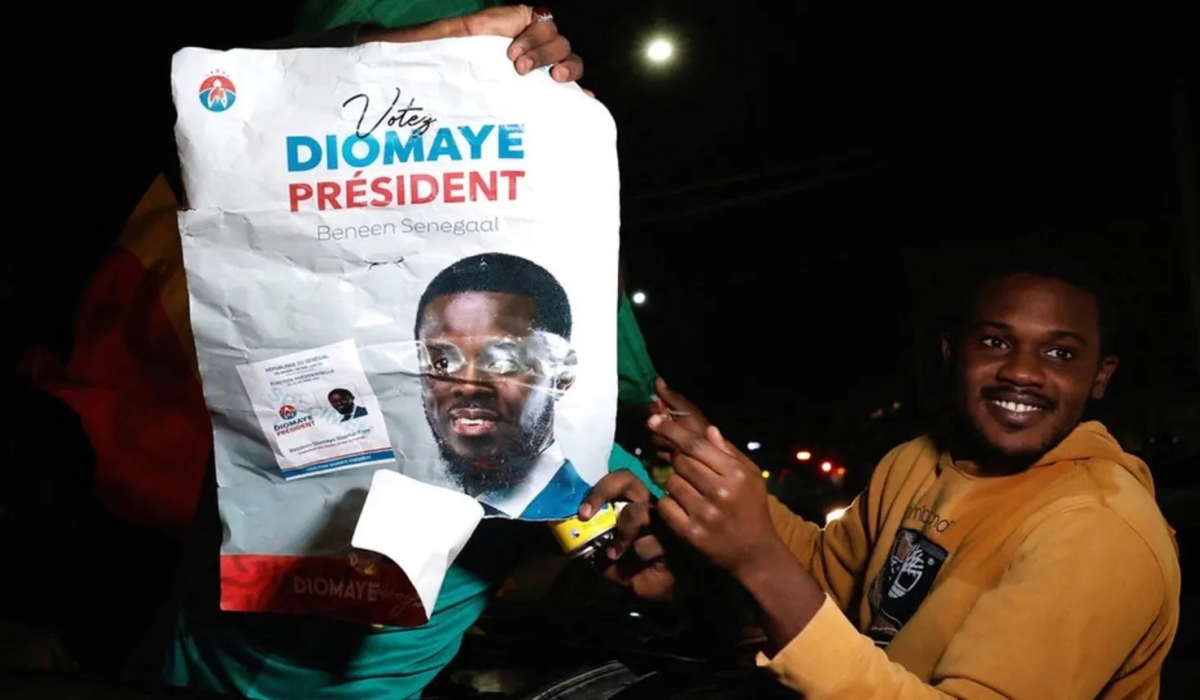 Supporters of Bassirou Diomaye Faye celebrate in Dakar. Net photo