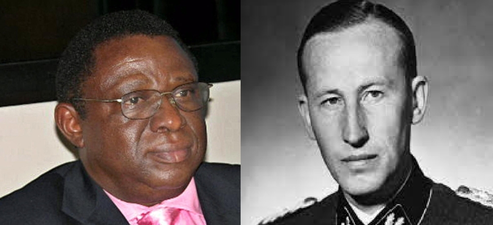 Theoneste Bagosora, a central figure in the Genocide against the Tutsi, and Heydrich, the architect of the Holocaust.