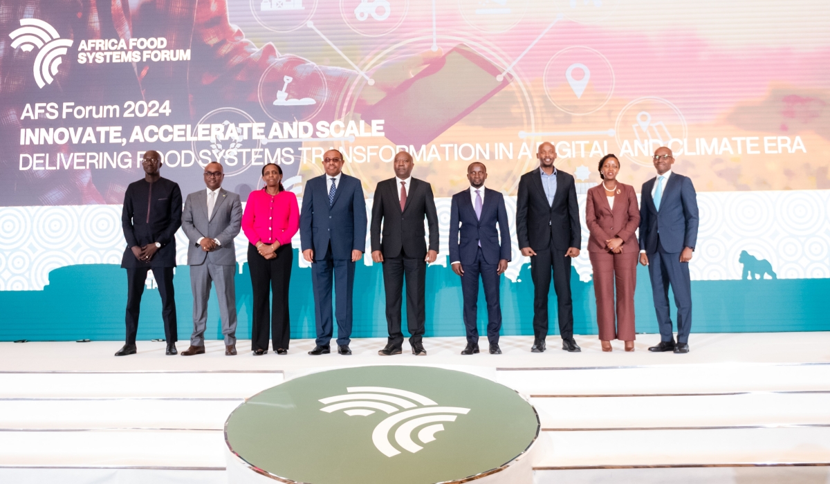 Prime Minister Edouard Ngirente with  officials during the launch of the Africa Food Systems Forum 2024 annual summit, in Kigali on Tuesday, March 26. Courtesy