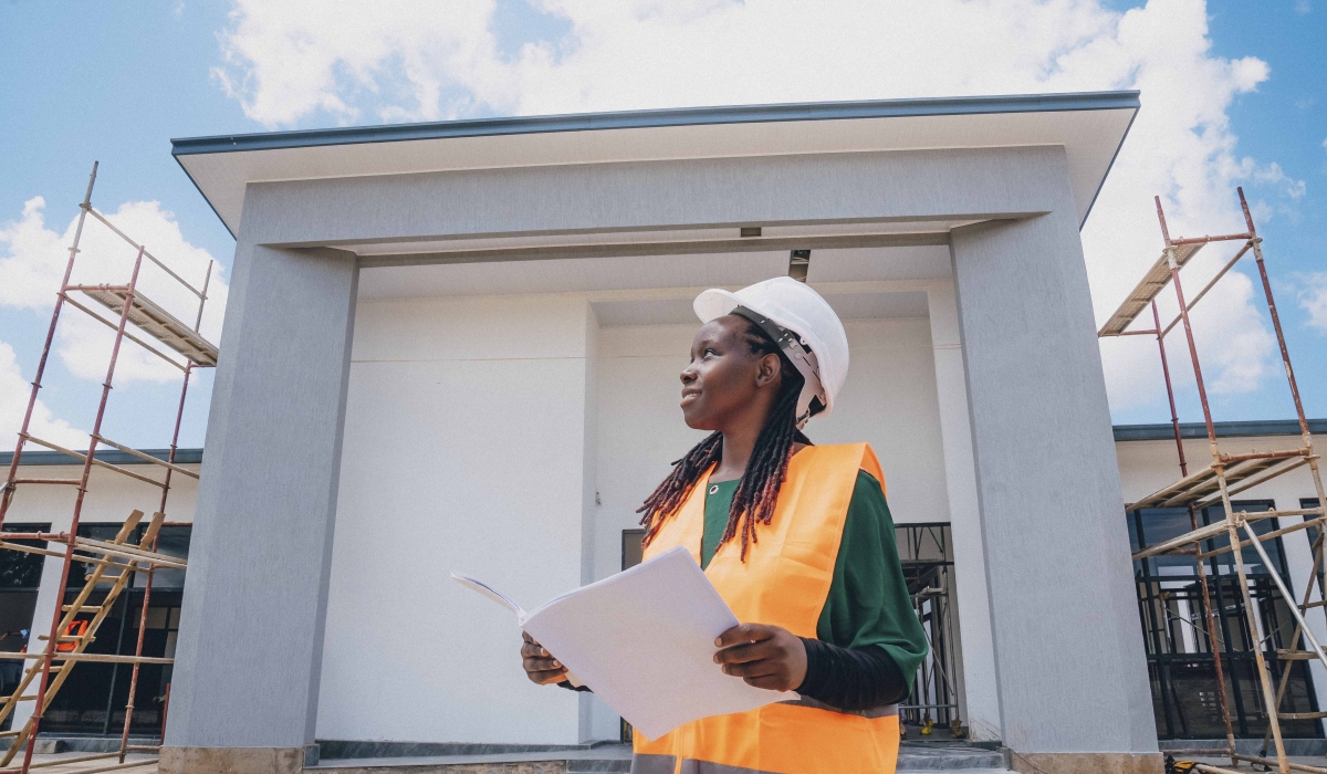 Cynthia  Musanganire at the Construction site. Through the “Women Raising the Roof” campaign, Mr Roof aimed to testify to the changing landscape of the construction sector in the country.Courtesy