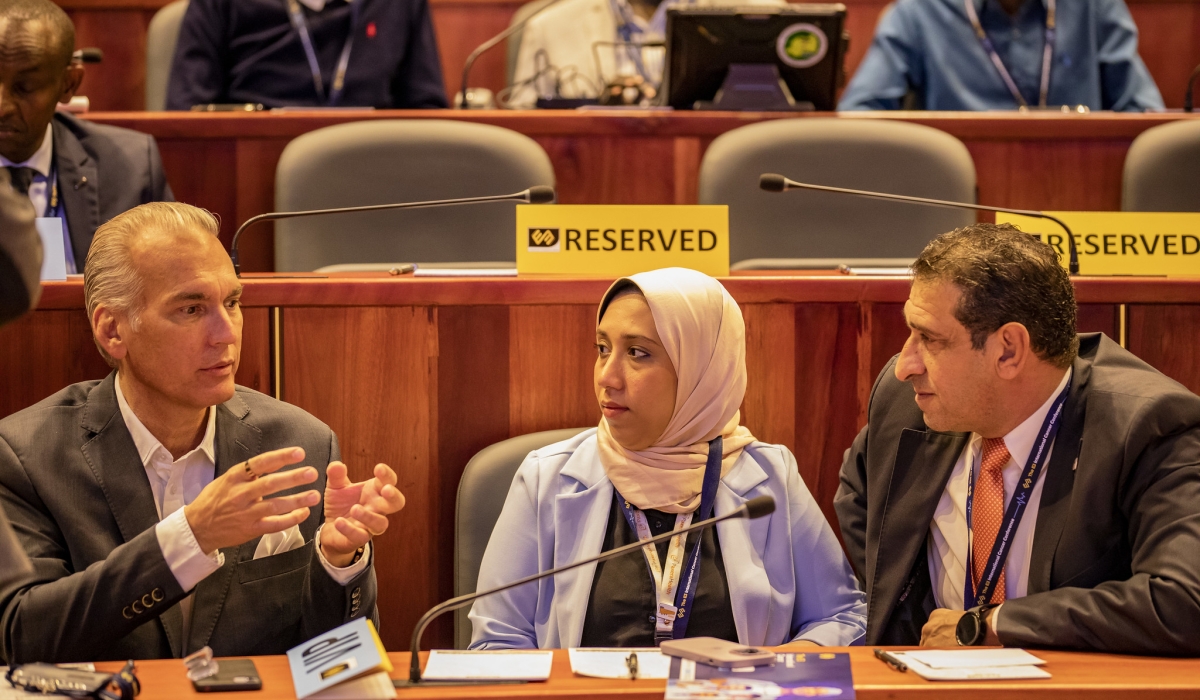 Delegates interact during a health conference dubbed the e3 International Cancer Conference that took place in Kigali between March 28-29. Emmanuel Dushimimana.