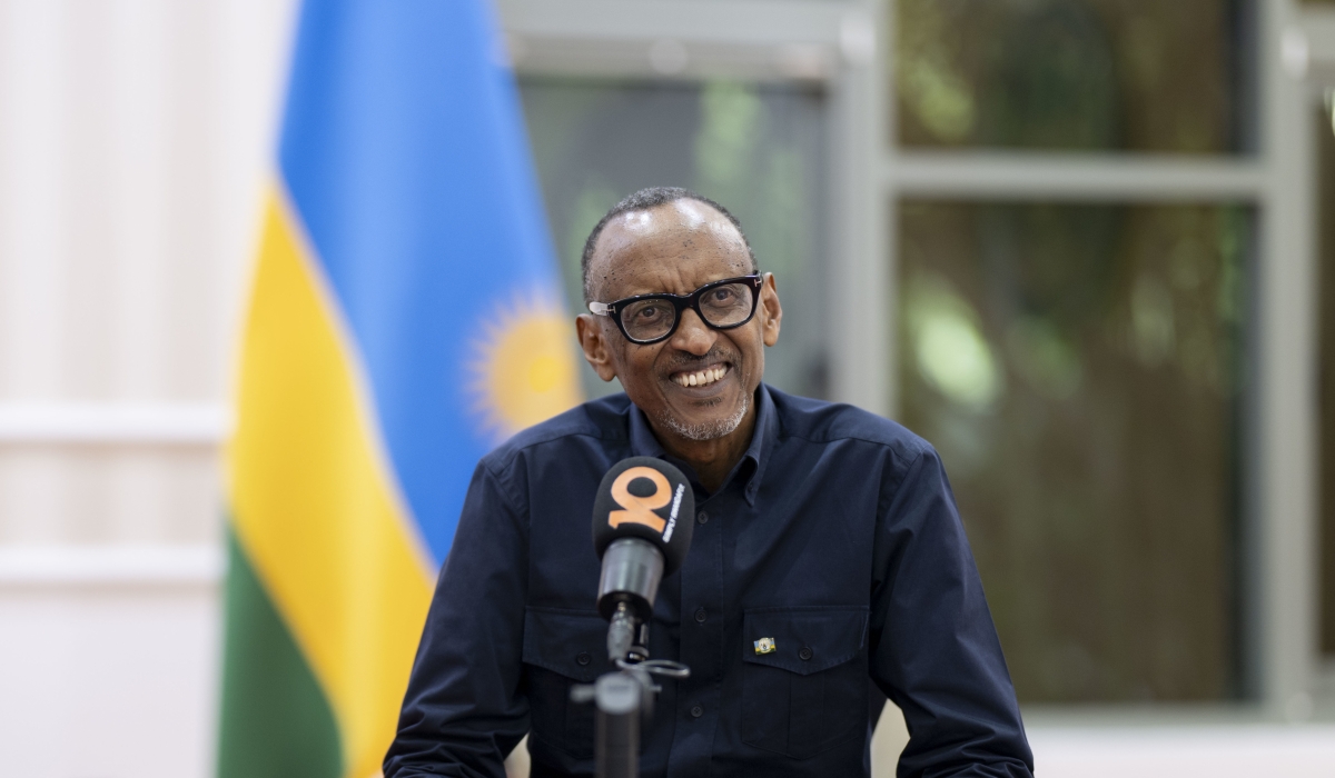 President Paul Kagame during an interview with Radio10 and Royal FM aired on Monday, April 1. Kagame  has urged Rwandans to be proud and happy for the achievements registered in the last 30 years. Photo by Village Urugwiro