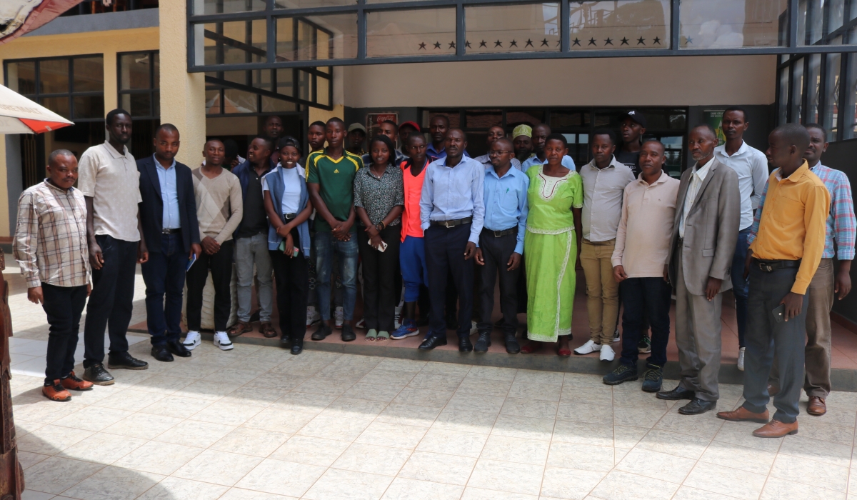 Participants during an awareness session for beekeepers associated with cooperatives in Huye District for the newly invented Smart Bee Hive Technology (SBHT). Courtesy