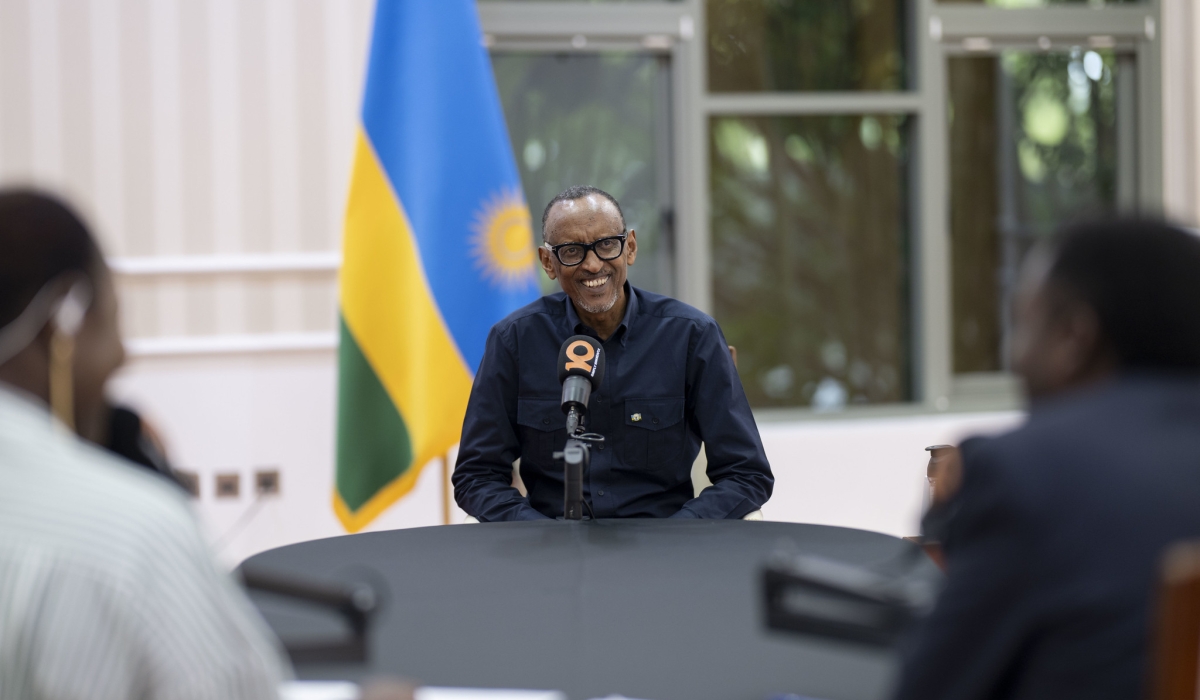 President Paul Kagame during an interview with Radio10 and Royal FM aired on Monday, April 1. Photo by Village Urugwiro 