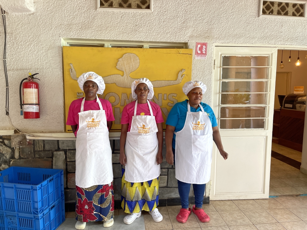 (L-R): Florence Nyirakimonyo, Ancille Mukayiranga and Suzanne Kavira. The latter has worked at the all-female social enterprise for the past eight years.
Photo: Courtesy