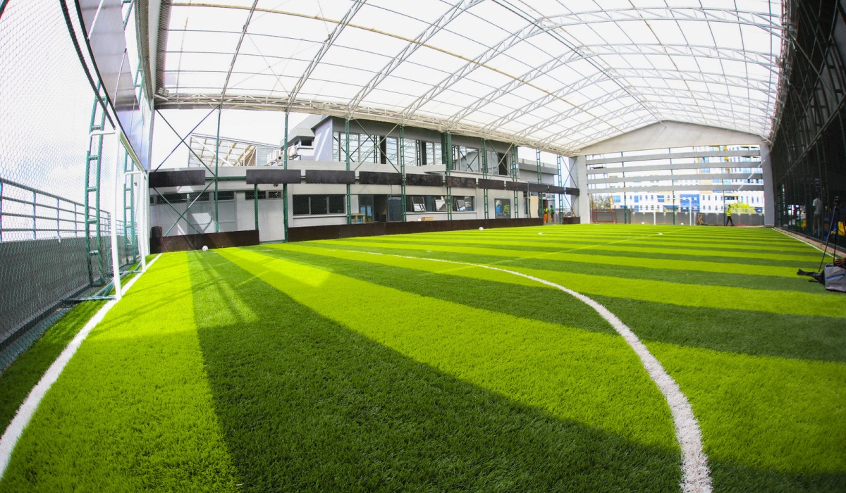 A view of a pitch at Kigali Universe’ complex that is about to be completed in Nyarugenge District. The new facility sits on over 6,000 square meters at CHIC building rooftop on the outskirts of the Central Business District (CBD) in Nyarugenge District. All photos by Craish Bahizi
