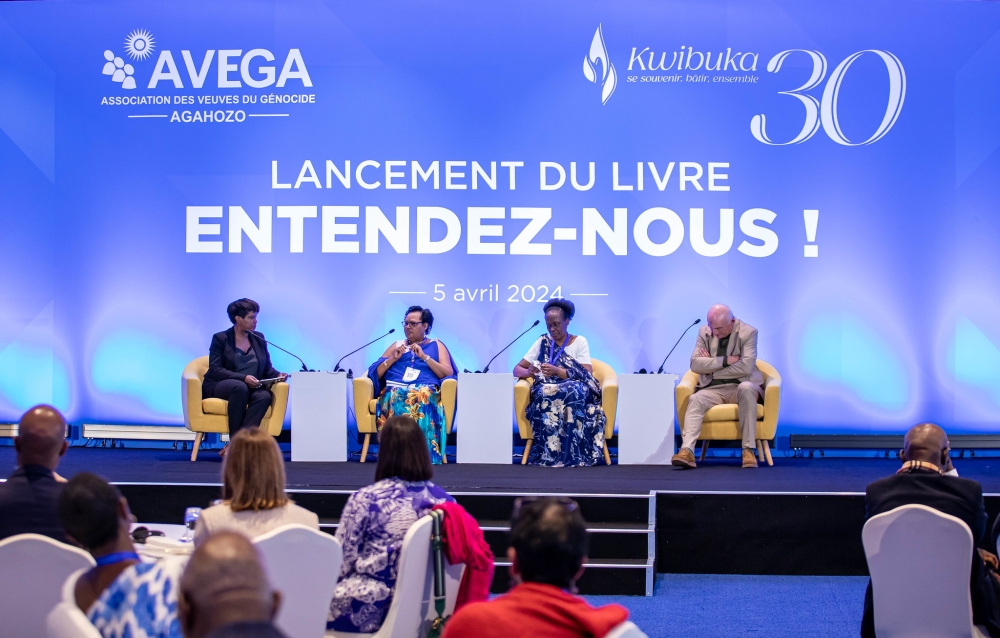 A pannel discussion as Avega-Agahozo launched a book titled “Entendez-nous” at Rusororo on Friday, April 5. Photos by Dan Gatsinzi