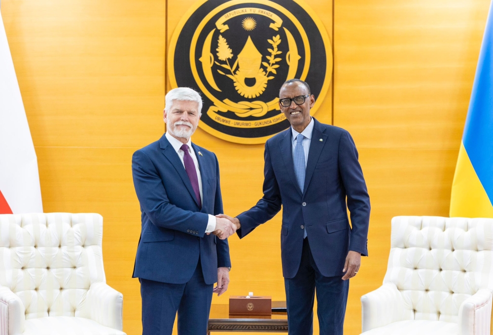 President Paul Kagame meets with Czech President, Petr Pavel during  a bilateral meeting at Village Urugwiro on Saturday, April 6. Photo by Village Urugwiro