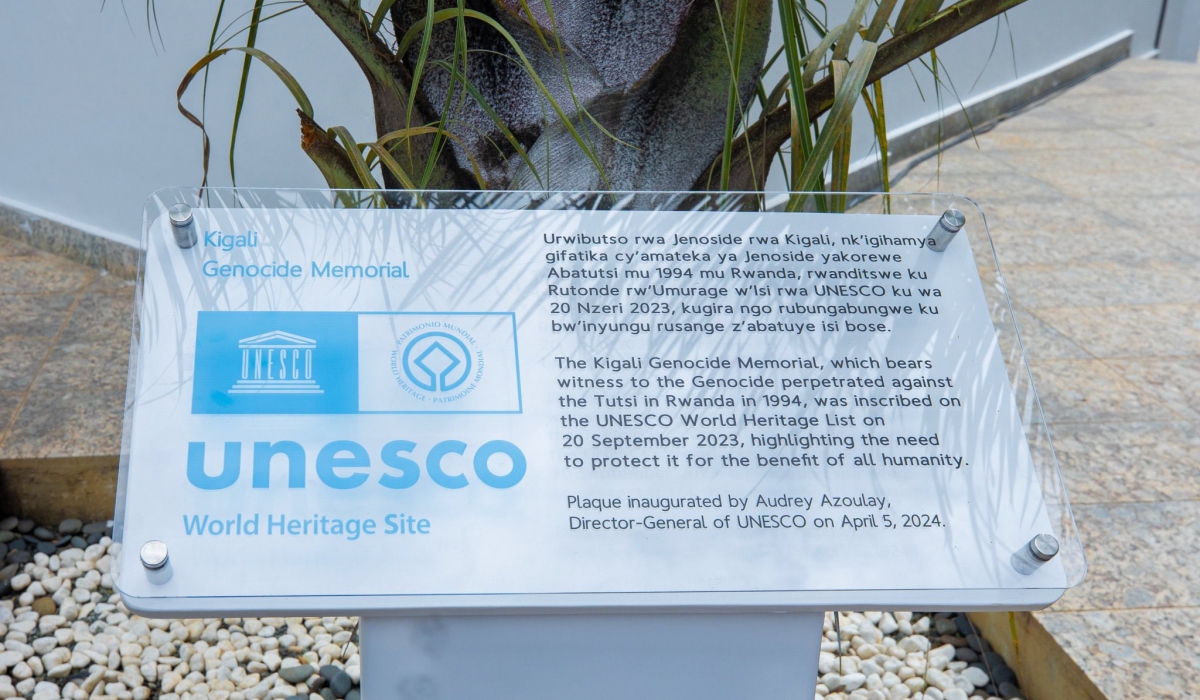The handover was made by UNESCO Director-General, Audrey Azoulay at Kigali Genocide Memorial in the City of Kigali