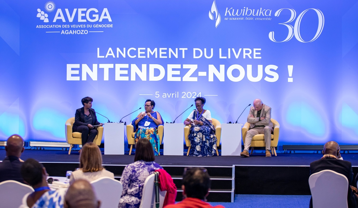 A pannel discussion as Avega-Agahozo launched a book titled “Entendez-nous” at Rusororo on Friday, April 5. Photos by Dan Gatsinzi