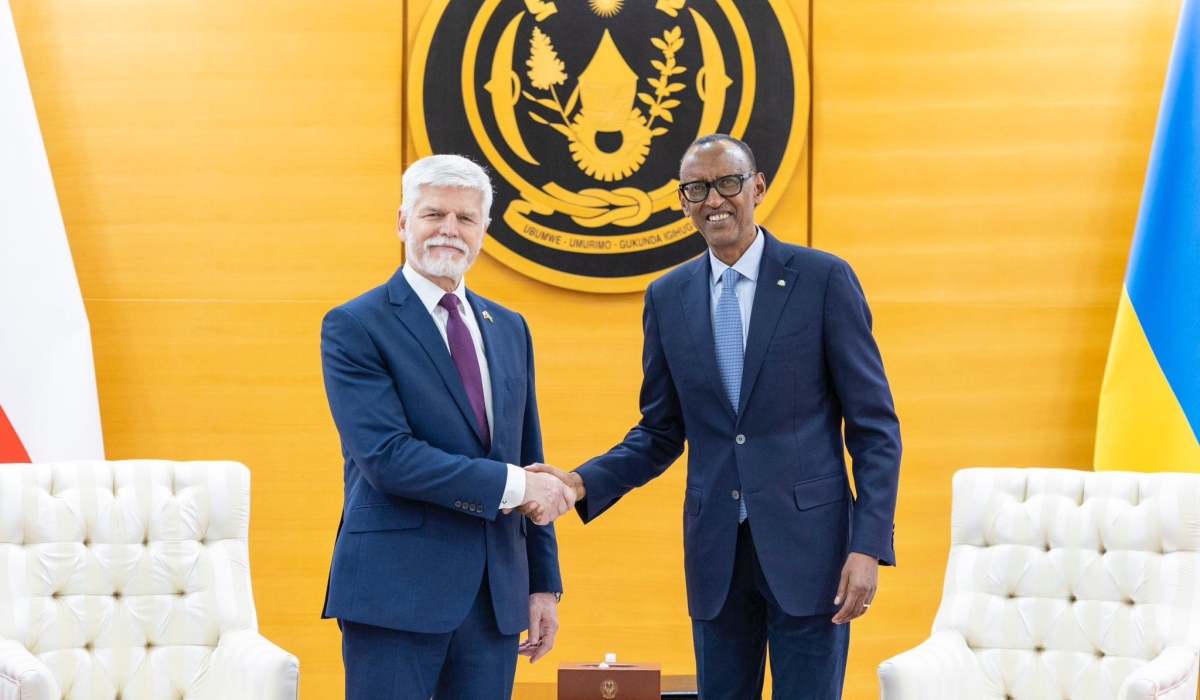 President Paul Kagame meets with Czech President, Petr Pavel during  a bilateral meeting at Village Urugwiro on Saturday, April 6. Photo by Village Urugwiro