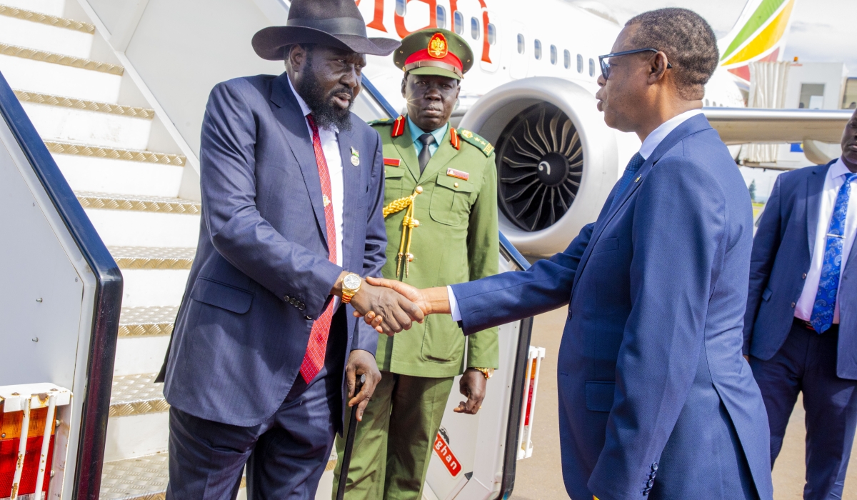 South Sudan President Salva Kiir, who is also current Chairperson of the East African Community, was received by James Kabarebe the Minister of State for Foreign Affairs in Charge of Regional Cooperation on April 6. Courtesy