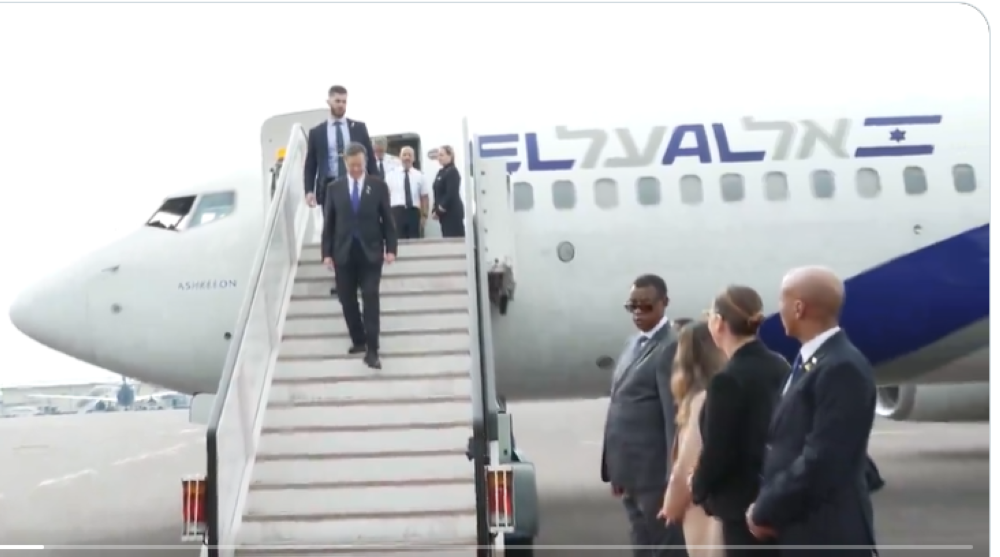 President Isaac Hergoz of Israel arrives at Kigali International Airport on Sunday, April 7,  to attend the 30th commemoration of the 1994 Genocide against the Tutsi. Courtesy