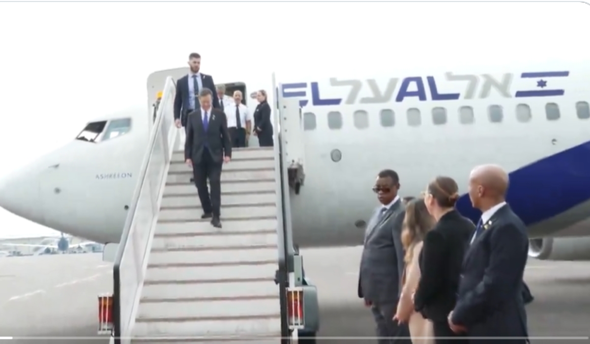 President Isaac Hergoz of Israel arrives at Kigali International Airport on Sunday, April 7,  to attend the 30th commemoration of the 1994 Genocide against the Tutsi. Courtesy