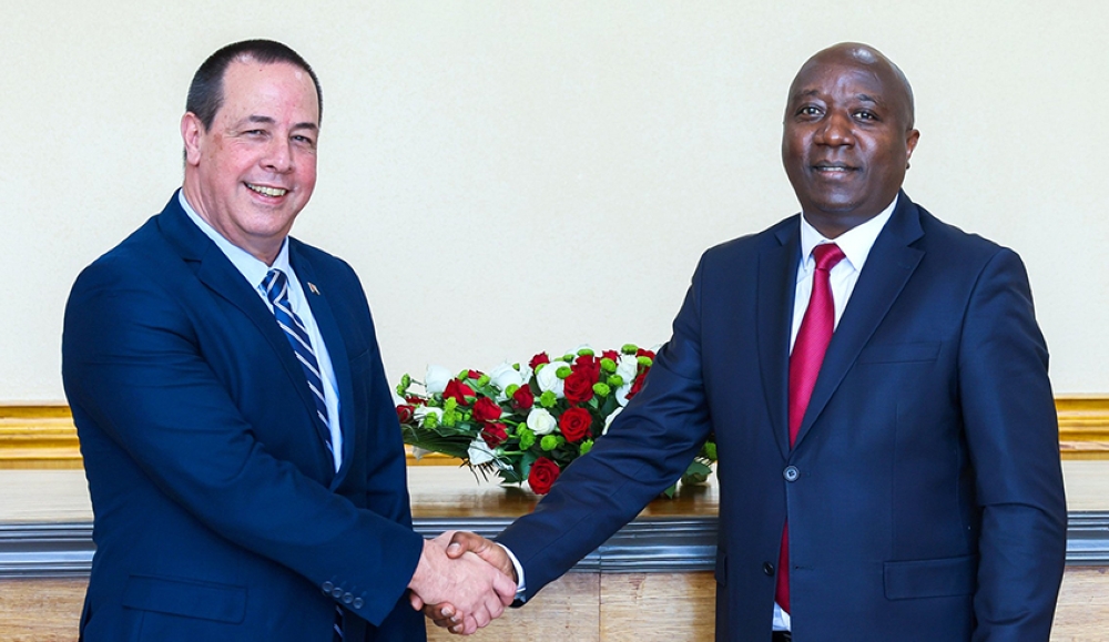 Prime Minister Edouard Ngirente, meets with  Dr José Ángel Portal Miranda, Cuban Minister for Public Health in Kigali on Monday, April 8. Courtesy