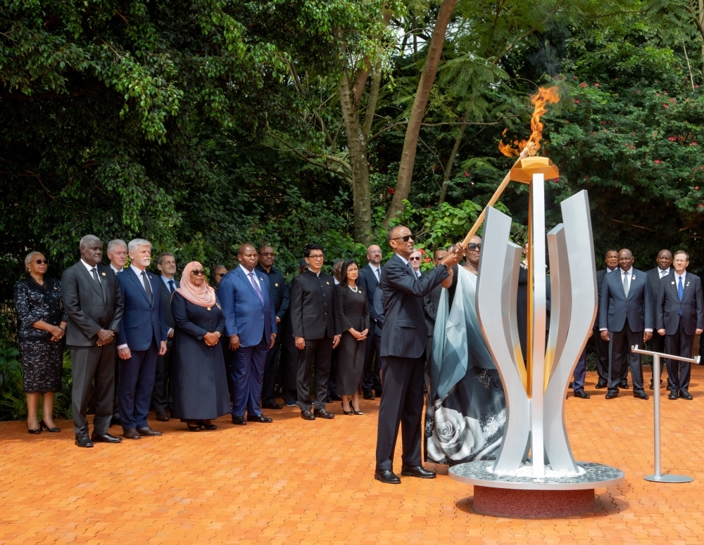 The President Paul Kagame and First Lady Jeannette Kagame lit the Flame of Remembrance at Kigali Genocide Memorial as Rwanda marked the 30th Commemoration of the Genocide against the Tutsi on Sunday, April 7.