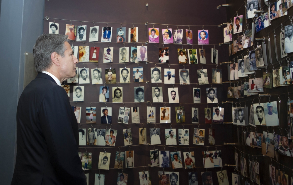 U.S Secretary of State Antony Blinken during a guided tour of Kigali Genocide Memorial during his working visit in Rwanda on August 11, 2022. Photo courtesy
