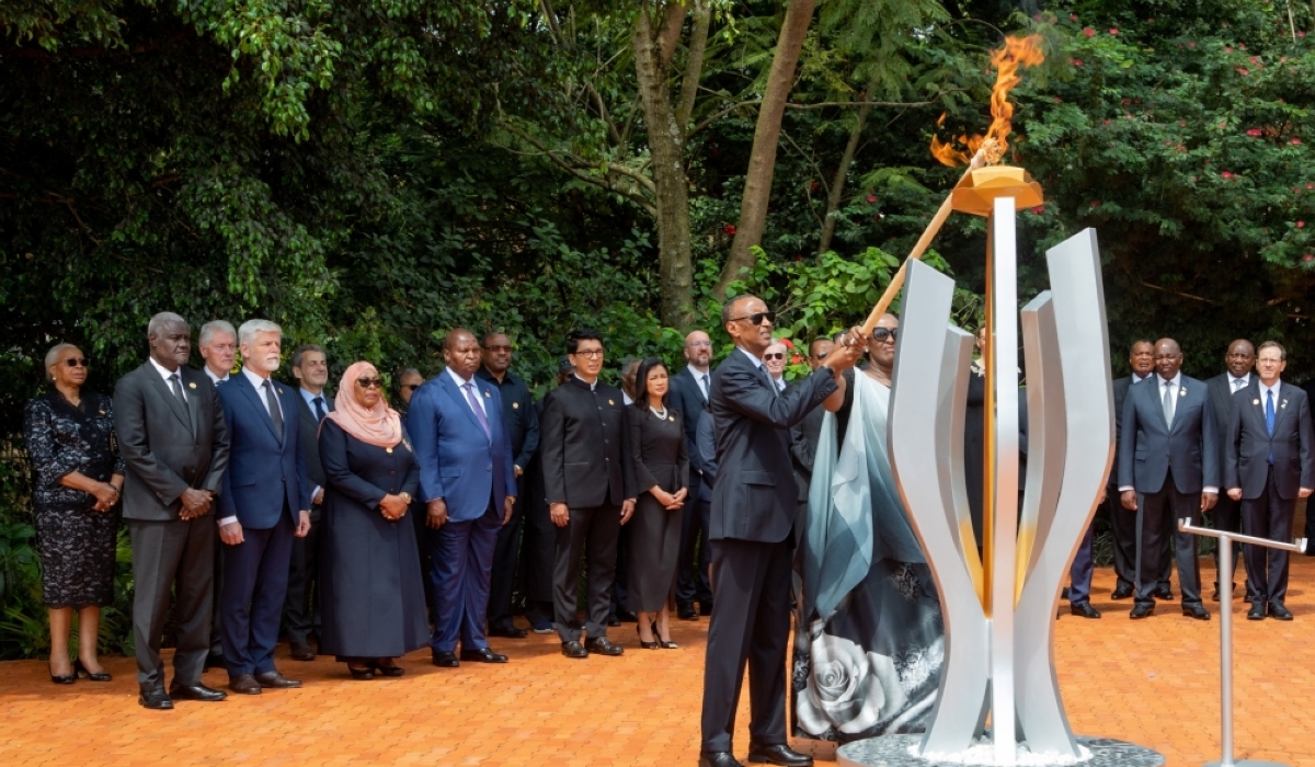 The President Paul Kagame and First Lady Jeannette Kagame lit the Flame of Remembrance at Kigali Genocide Memorial as Rwanda marked the 30th Commemoration of the Genocide against the Tutsi on Sunday, April 7.