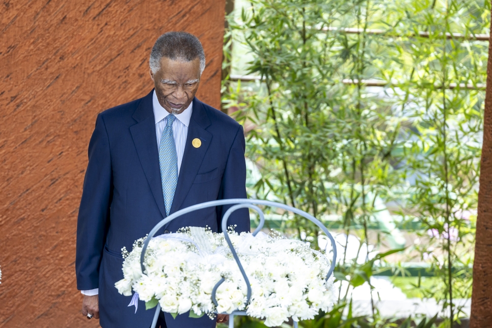 Former South African President Thabo Mbeki lays a wreath at the Kigali Genocide Memorial in honour of victims of the Genocide against the Tutsi on April 7. Photo by Olivier Mugwiza