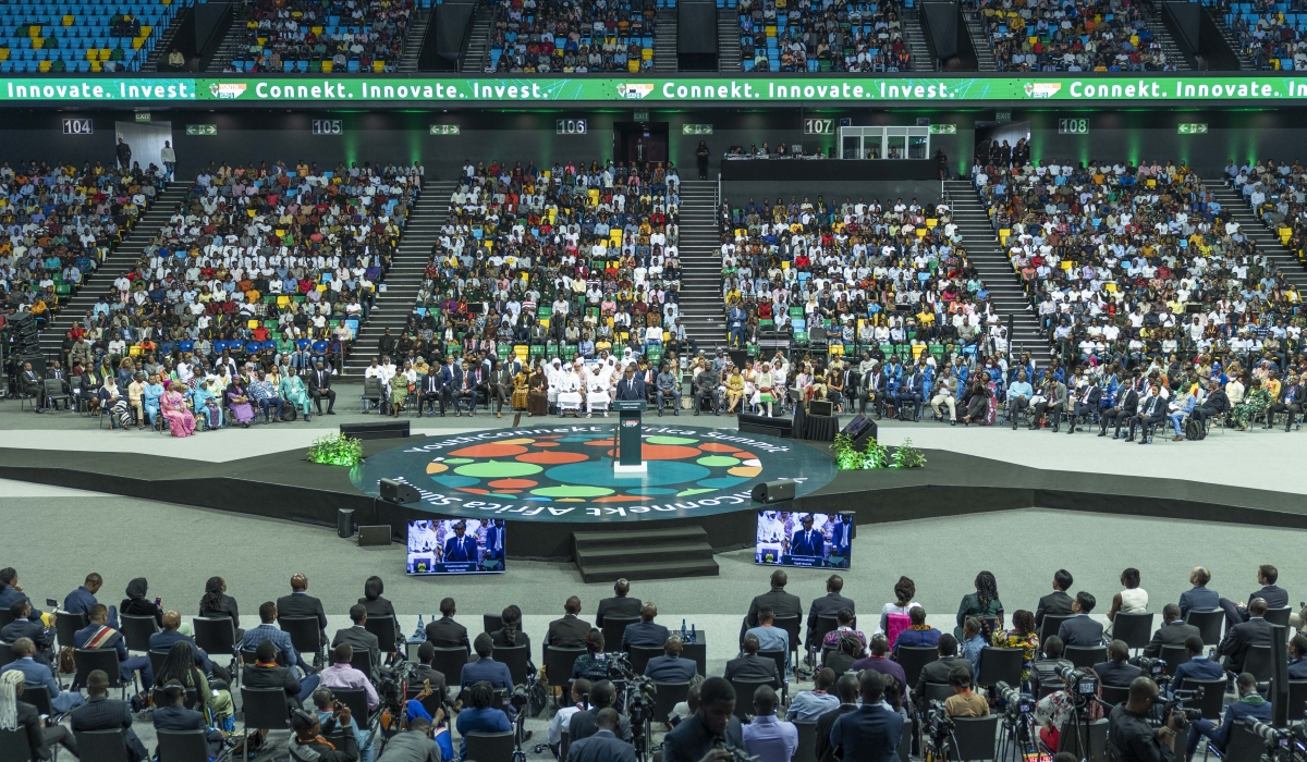 President Paul Kagame addresses youth from across the continent and beyond during the YouthConnekt 2022 Africa Summit held in Kigali on October 13, 2022. PHOTO BY VILLAGE URUGWIRO