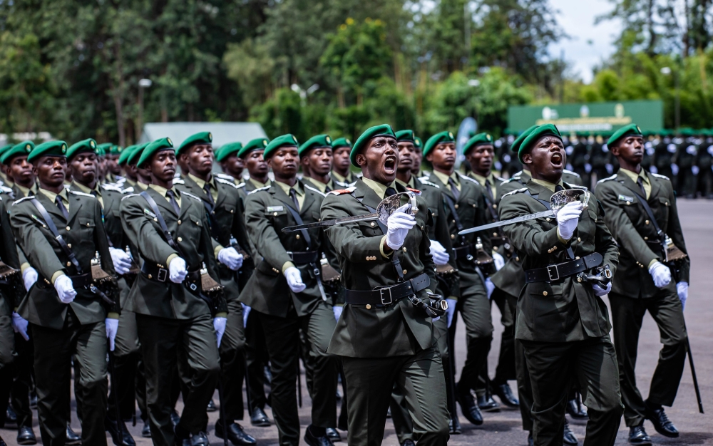 The newly commissioned officer cadets during a parade at Rwanda Military Academy in Gako on Monday, April 15. All photos by Dan Gatsinzi