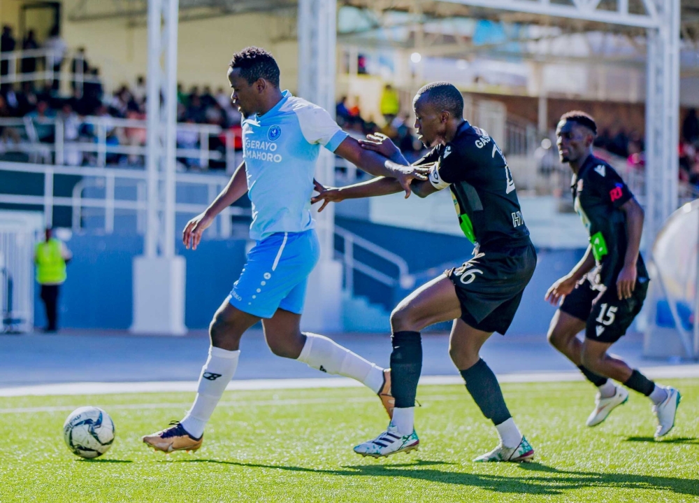 Police FC midfielder Muhadjili Hakizimana controls the ball during the game as Gasogi United beat Police FC 1-0 at the Kigali Pele Stadium on Tuesday, April 16.