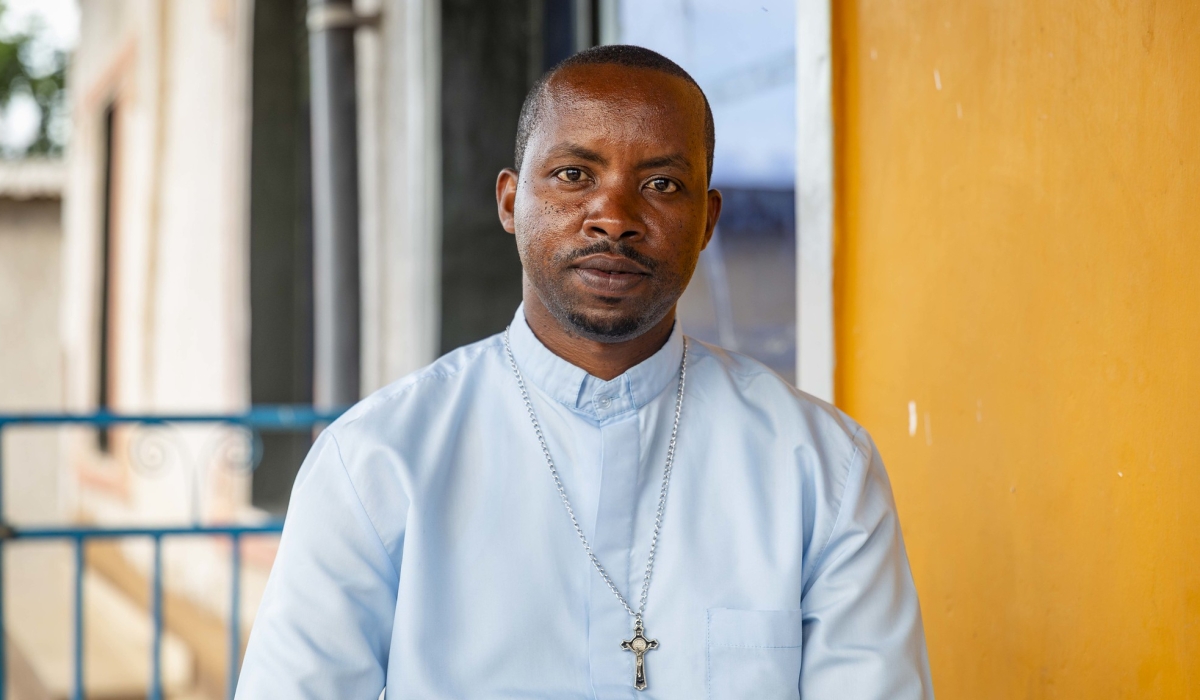 George Jean Claude Murekeyimana,  41-year-old  Orthodox priest, during the interview at Iwacu Recovery Centre in Nyamata, Bugesera District. Photo by Christianne Murengerantwari