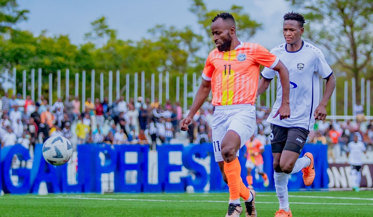 AS Kigali striker Hussein ‘Tshabalala’ Shaban in action during his side&#039;s 2-2 draw against APR FC
at Kigali Pelé Stadium on Monday, April 15.