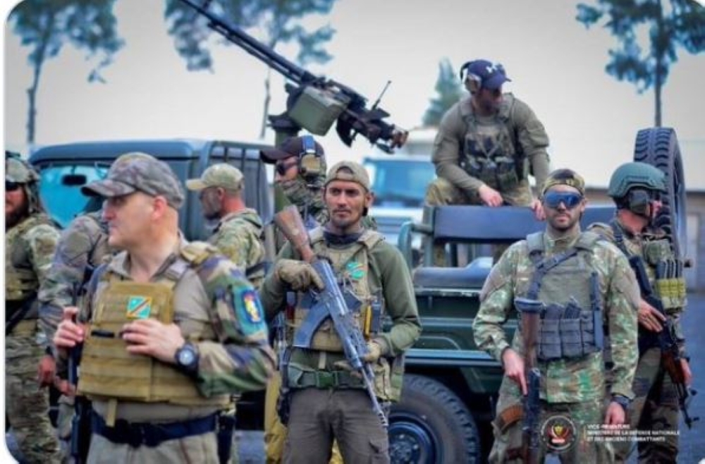 Some of the hundreds of eastern European mercenaries who deployed to DR Congo in 2022 to train the country&#039;s armed forces in the fight against the M23 rebels. Reports say that up to 2,000 mercenaries from eastern Europe are in the region to help the Congolese army coalition in fighting the M23 rebels.