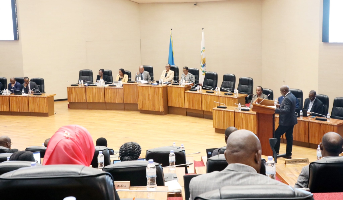 Prime Minister Edouard Ngirente addressing a joint session of both Chambers of Parliament, on Thursday, April 18.