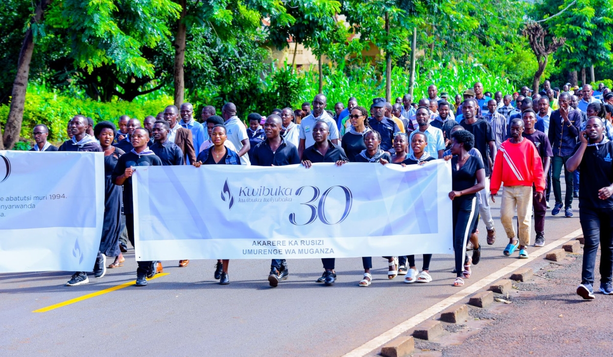 Mourners during a Walk to Remember as CIMERWA held a commemoration event to honour the 58 lives lost in CIMERWA on April 16. Courtesy