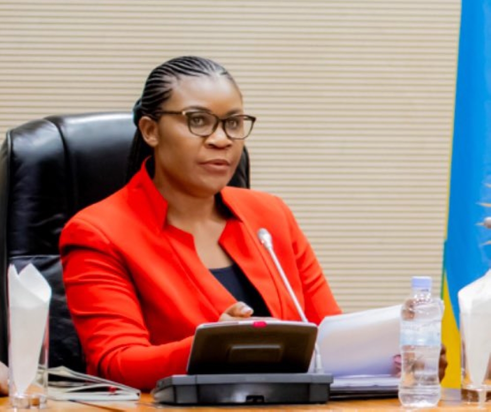 Judith Uwizeye, Minister in the Office of the President, addresses MPs during a parliamentary session on April 18. Photo Courtesy