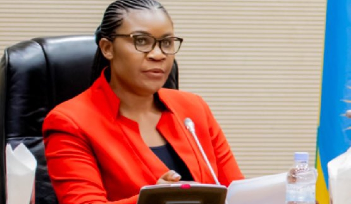 Judith Uwizeye, Minister in the Office of the President, addresses MPs during a parliamentary session on April 18. Photo Courtesy
