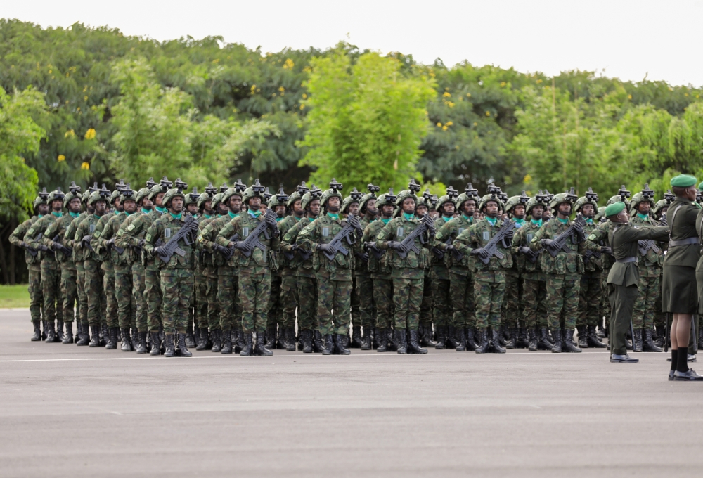 The newly commissioned officer cadets during a parade at Rwanda Military Academy in Gako on Monday, April 15. Photo by Dan Gatsinzi